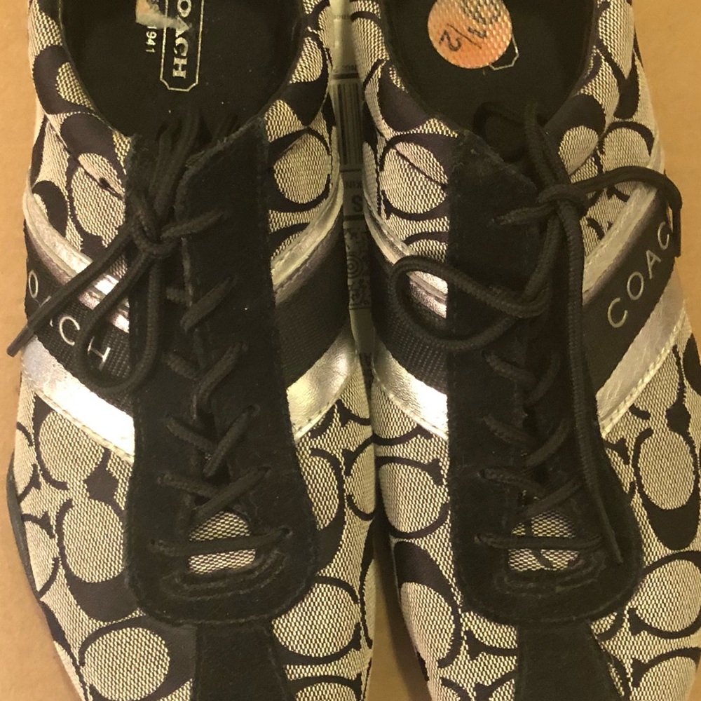 Coach Monogram Lace-Up Sneakers in Black and Silver - Picture 5 of 5